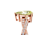 Rose gold Fancy Yellow Pear  Solitaire Twisted Pave Diamond Ring with Four-Prong Setting_79
