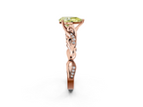 Rose gold Fancy Yellow Pear  Solitaire Vine Band with Milgrain Prong Setting_5