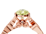 Rose gold Fancy Yellow Pear  Solitaire Vine Band with Milgrain Prong Setting_7