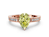 Rose gold Fancy Yellow Pear  Solitaire with Pavé Band and Four-Prong Setting_318