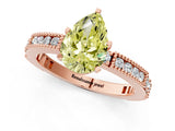 Rose gold Fancy Yellow Pear  Solitaire with Pavé Band and Four-Prong Setting_319