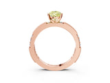 Rose gold Fancy Yellow Pear  Solitaire with Pavé Band and Four-Prong Setting_321