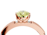Rose gold Fancy Yellow Pear  Solitaire with Pavé Band and Four-Prong Setting_322