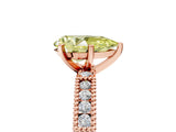 Rose gold Fancy Yellow Pear  Solitaire with Pavé Band and Four-Prong Setting_323