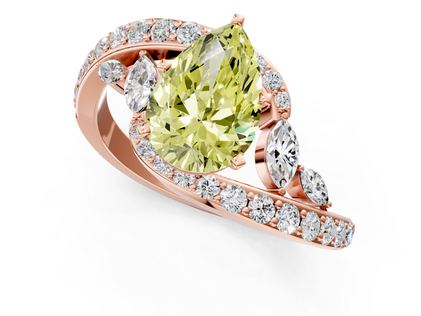 Rose gold Fancy Yellow Pear  Solitaire with Pavé Twist Band and Four-Prong Setting