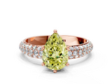 Rose gold Fancy Yellow Pear  Solitaire with Pave Band and Four-Prong Setting_3
