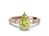 Rose gold Fancy Yellow Pear  Solitaire with Side Baguettes and Channel Set Band_62