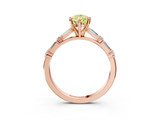 Rose gold Fancy Yellow Pear  Solitaire with Side Baguettes and Channel Set Band_65