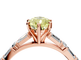 Rose gold Fancy Yellow Pear  Solitaire with Side Baguettes and Channel Set Band_66