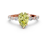 Rose gold Fancy Yellow Pear  Solitaire with Side Stones on a Pavé Band and Four-Prong Setting_23