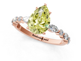 Rose gold Fancy Yellow Pear  Solitaire with Side Stones on a Pavé Band and Four-Prong Setting_24