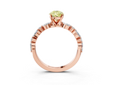 Rose gold Fancy Yellow Pear  Solitaire with Side Stones on a Pavé Band and Four-Prong Setting_26