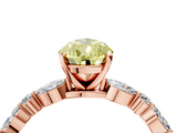 Rose gold Fancy Yellow Pear  Solitaire with Side Stones on a Pavé Band and Four-Prong Setting_27