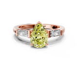 Rose gold Fancy Yellow Pear  Solitaire with Tapered Baguette Side Stones on a Classic Band with Four-Prong Setting_88