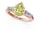 Rose gold Fancy Yellow Pear  Solitaire with Tapered Baguette Side Stones on a Classic Band with Four-Prong Setting_89