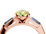 Rose gold Fancy Yellow Pear  Solitaire with Tapered Baguette Side Stones on a Classic Band with Four-Prong Setting_92