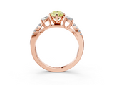 Rose gold Fancy Yellow Pear  Three-Stone Diamond Ring with Pavé Split Shank and Four-Prong Setting_82