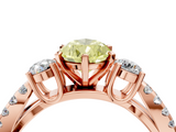 Rose gold Fancy Yellow Pear  Three-Stone Diamond Ring with Pavé Split Shank and Four-Prong Setting_83