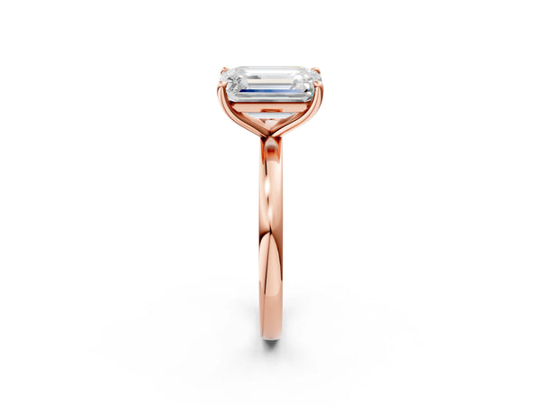 Rose gold Fancy Yellow Pear  and Emerald Cut Toi Moi Ring with Prong Setting