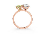 Rose gold Fancy Yellow Pear  and Emerald Cut Toi Moi Ring with Prong Setting_66
