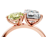Rose gold Fancy Yellow Pear  and Emerald Cut Toi Moi Ring with Prong Setting_67