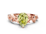 Rose gold Fancy Yellow Pear cut Solitaire Twisted Band Prong Setting Ring_183