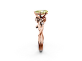 Rose gold Fancy Yellow Pear cut Solitaire Twisted Band Prong Setting Ring_185