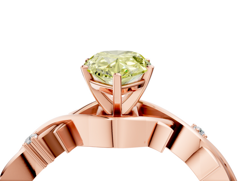 Rose gold Fancy Yellow Pear cut Solitaire Twisted Band Prong Setting Ring_187