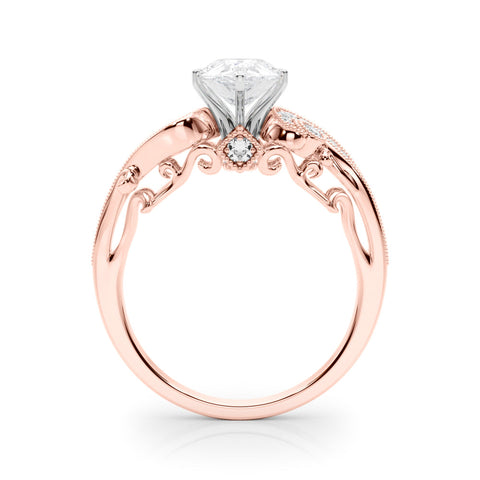 Rose gold Fancy Yellow Pear cut Solitaire with Milgrain Pave Band and Four-Prong Setting 2