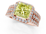 Rose gold Fancy Yellow Princess -Cut Halo Diamond Ring with Split Shank and Four-Prong Setting_19