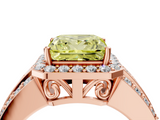 Rose gold Fancy Yellow Princess -Cut Halo Diamond Ring with Split Shank and Four-Prong Setting_22