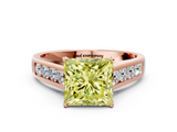 Rose gold Fancy Yellow Princess  Brilliant Channel-Set Solitaire Ring with Four-Prong Setting_17