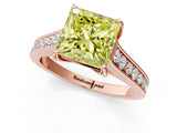 Rose gold Fancy Yellow Princess  Brilliant Cut Diamond Engagement Ring with Pavé Band and Four-Prong Setting_30