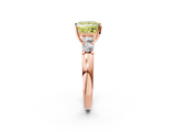 Rose gold Fancy Yellow Princess  Brilliant Cut Diamond Five-Stone Prong Set Engagement Ring with Channel Band_2