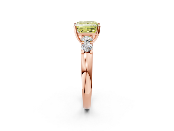 Rose gold Fancy Yellow Princess  Brilliant Cut Diamond Five-Stone Prong Set Engagement Ring with Channel Band