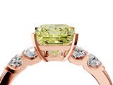 Rose gold Fancy Yellow Princess  Brilliant Cut Diamond Five-Stone Prong Set Engagement Ring with Channel Band_4