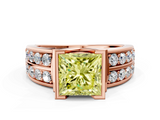 Rose gold Fancy Yellow Princess  Brilliant Diamond Channel Set Wide Band Ring with Bezel Setting