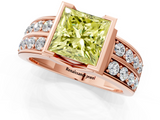 Rose gold Fancy Yellow Princess  Brilliant Diamond Channel Set Wide Band Ring with Bezel Setting_1