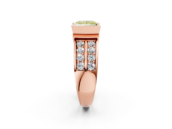 Rose Gold Princess Cut Half Bezel Channel Set Engagement Ring Setting for Fancy Yellow Center