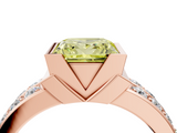 Rose gold Fancy Yellow Princess  Brilliant Diamond Channel Set Wide Band Ring with Bezel Setting_4