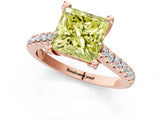 Rose gold Fancy Yellow Princess  Brilliant Diamond Solitaire with Pavé Band and Four-Prong Setting 2