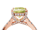Rose gold Fancy Yellow Princess  Brilliant Diamond Solitaire with Pavé Band and Four-Prong Setting 5