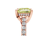 Rose gold Fancy Yellow Princess  Brilliant Diamond Solitaire with Pavé Band and Four-Prong Setting