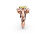 Rose gold Fancy Yellow Princess  Brilliant Flower Halo Diamond Split Shank Ring_125
