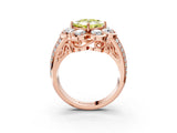 Rose gold Fancy Yellow Princess  Brilliant Flower Halo Diamond Split Shank Ring_126