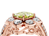 Rose gold Fancy Yellow Princess  Brilliant Flower Halo Diamond Split Shank Ring_127