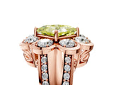 Rose gold Fancy Yellow Princess  Brilliant Flower Halo Diamond Split Shank Ring_128
