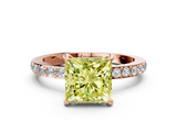 Rose gold Fancy Yellow Princess  Brilliant Pavé Band Solitaire with Four-Prong Setting_18