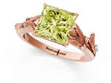 Rose gold Fancy Yellow Princess  Brilliant Solitaire with Leaf Motif Band and Four-Prong Setting_34