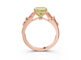 Rose gold Fancy Yellow Princess  Brilliant Solitaire with Leaf Motif Band and Four-Prong Setting_36